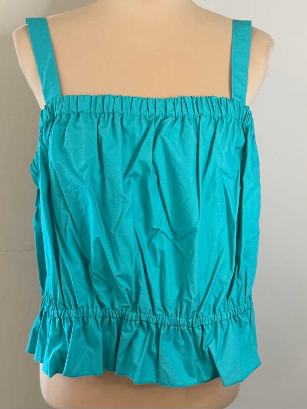 Banana Republic Factory teal crop tank top ruffles pleats SZ XL